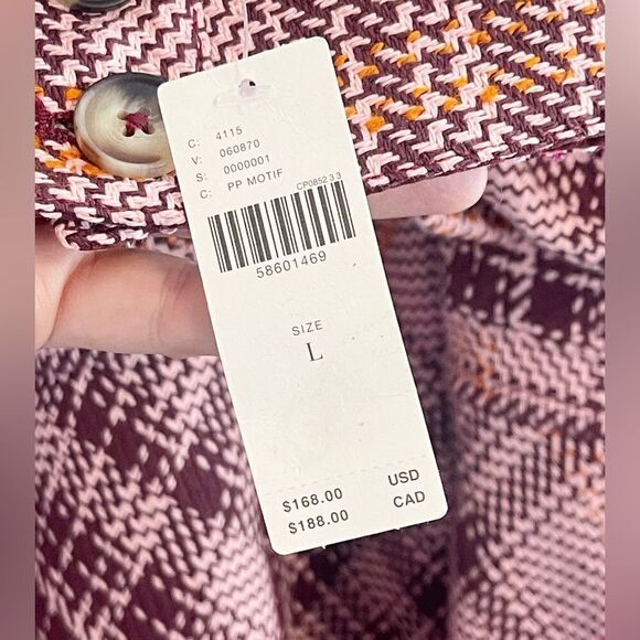 ANTHROPOLOGIE Hudson Plaid Shirt Jacket tweed Shacket NWT Large - Picture 7 of 10